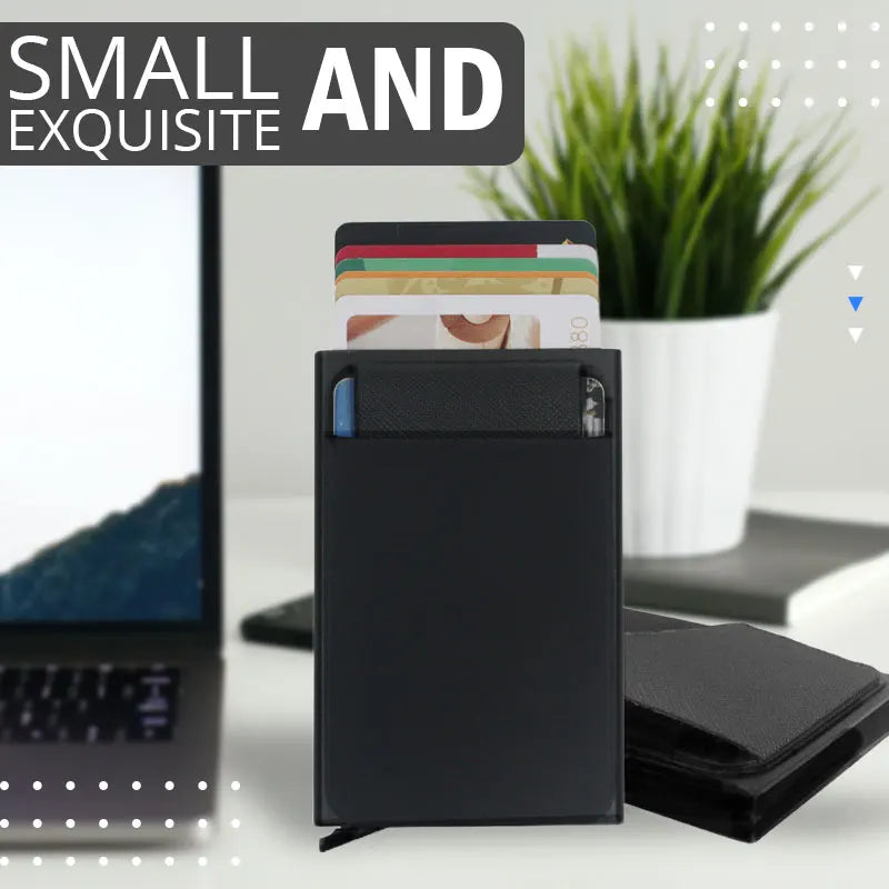 Pop Up RFID ID Card Holder Male Wallet Mini Package Aluminum Metal Protective Gear Storage Bag Smart Quick Release Women Purse