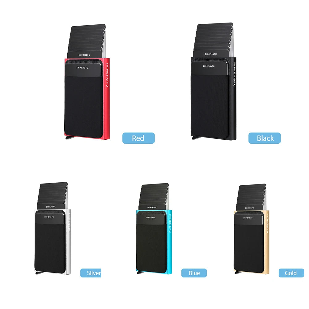 Pop Up RFID ID Card Holder Male Wallet Mini Package Aluminum Metal Protective Gear Storage Bag Smart Quick Release Women Purse