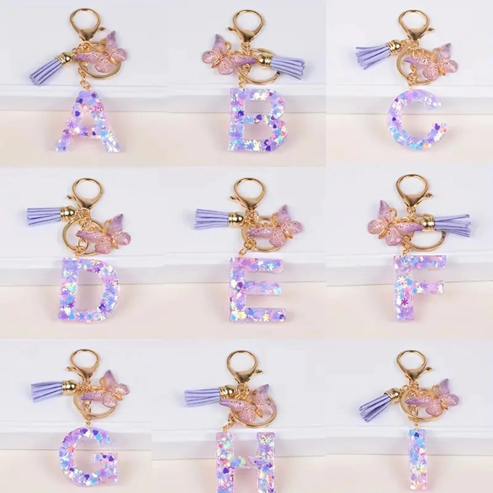 5pcs Accessories Set For Stanley Tumbler with Handle Resin Alphabet Initial Letter Keychain Keyring for Women Purse Handbags