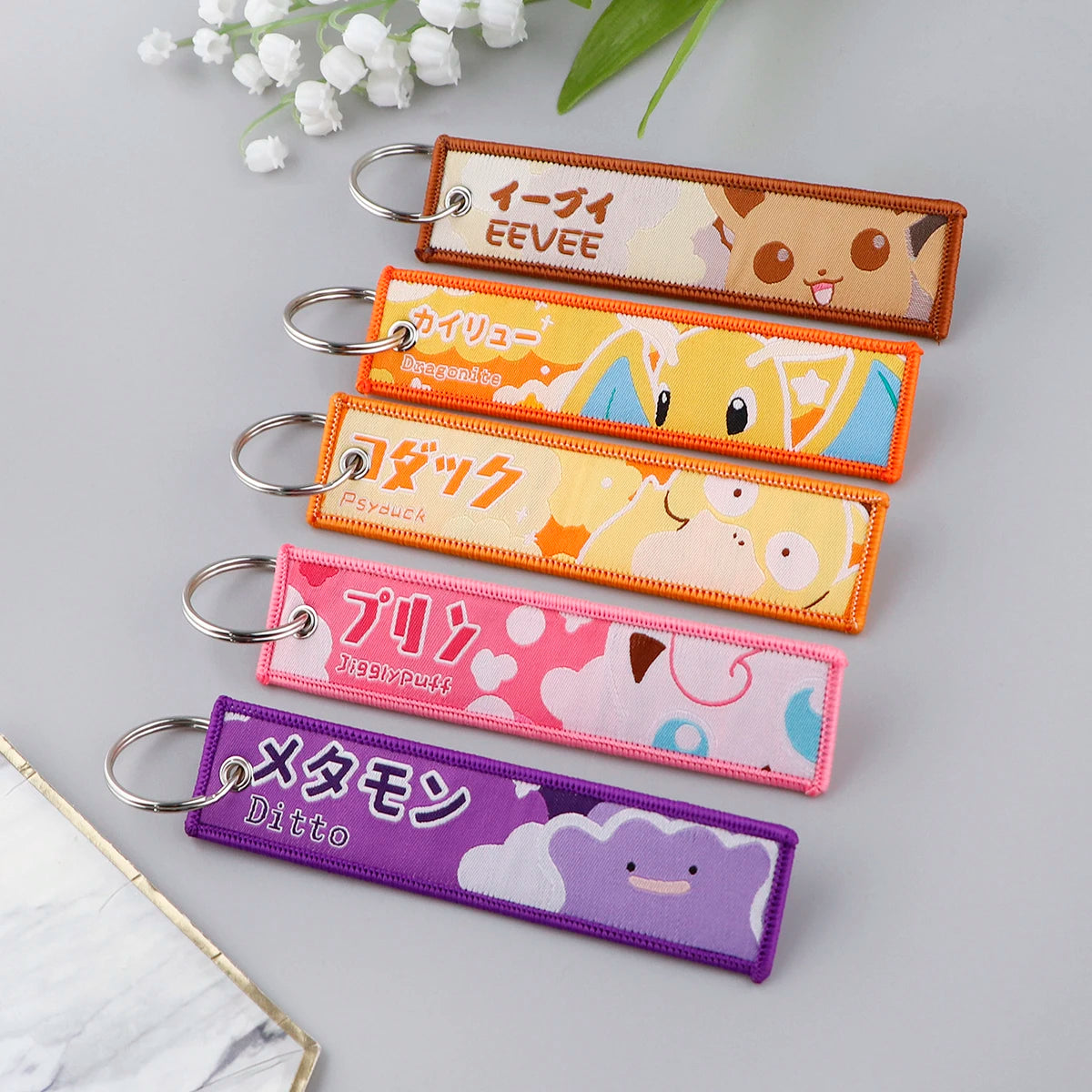 Japanese Hot Anime Characters Embroidered Key Cool Cartoon KeyTag Keychain for Motorcycles Keyring Jewelry Accessories Gifts 1pc