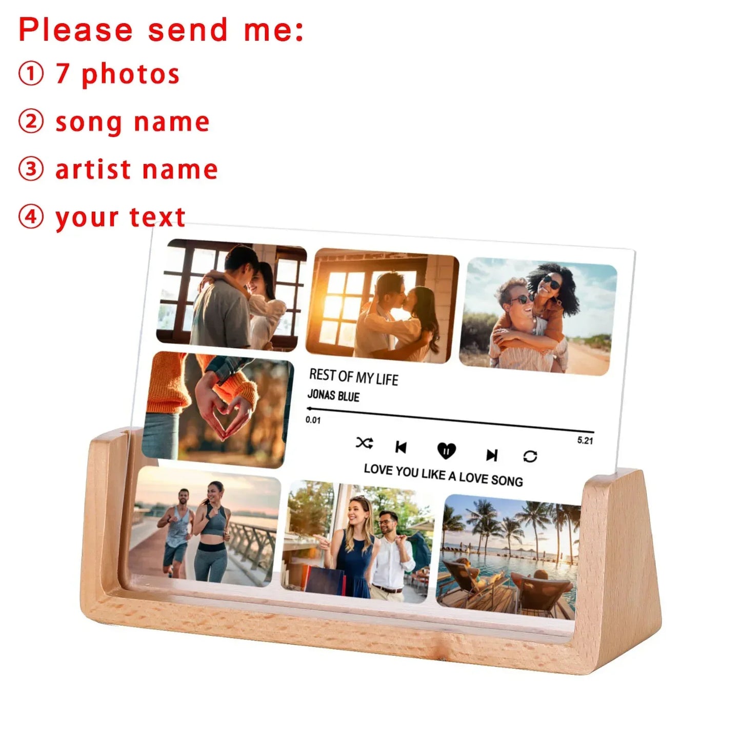 Custom Song Acrylic Photo Frame Wedding Anniversary Gift for Couple Him Her Personalized Music Code Picture Frame Home Decor