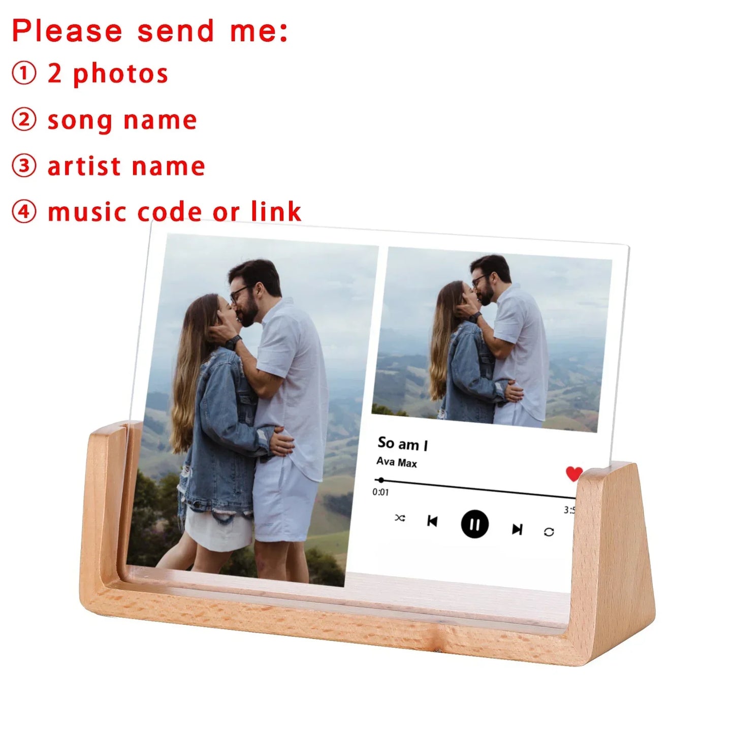 Custom Song Acrylic Photo Frame Wedding Anniversary Gift for Couple Him Her Personalized Music Code Picture Frame Home Decor
