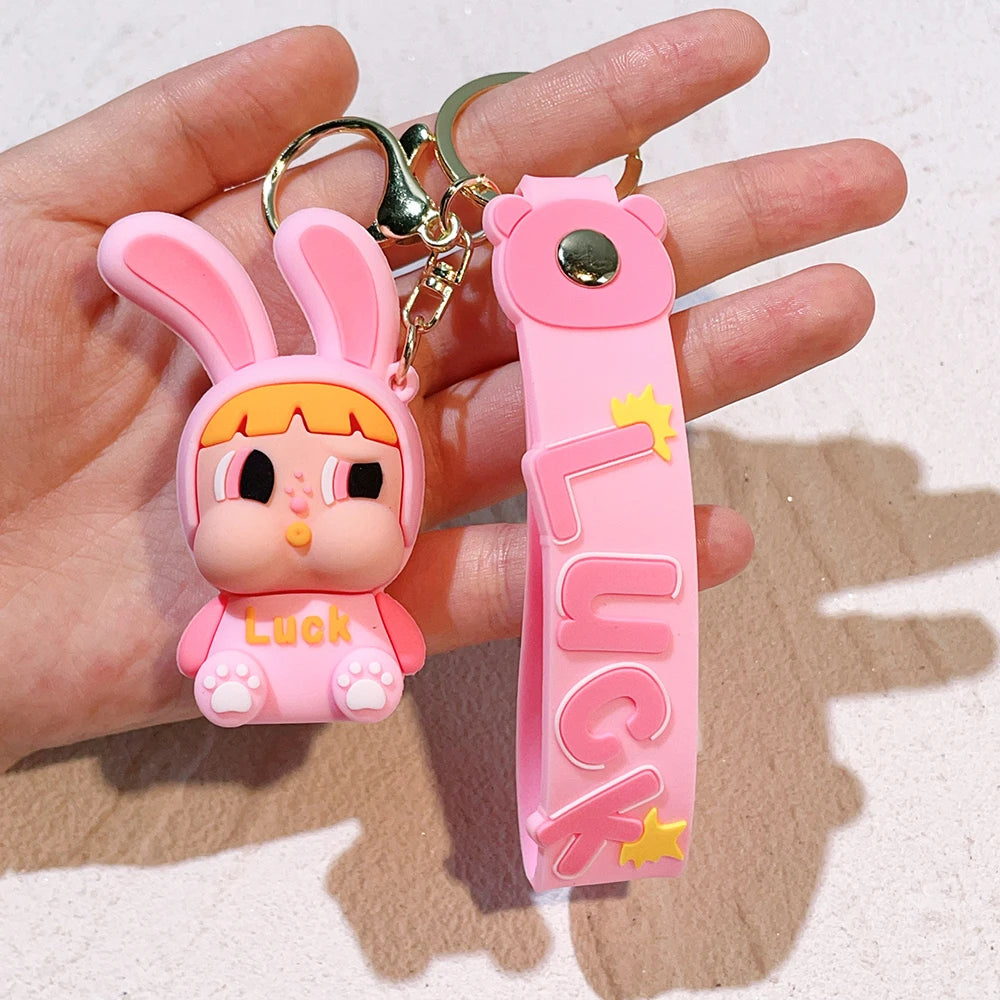 Anime Cartoon The Powerpuff Girls Keychain Cute Super Policewoman Keyring Couple School Bag Car Key Pendant Small Gift