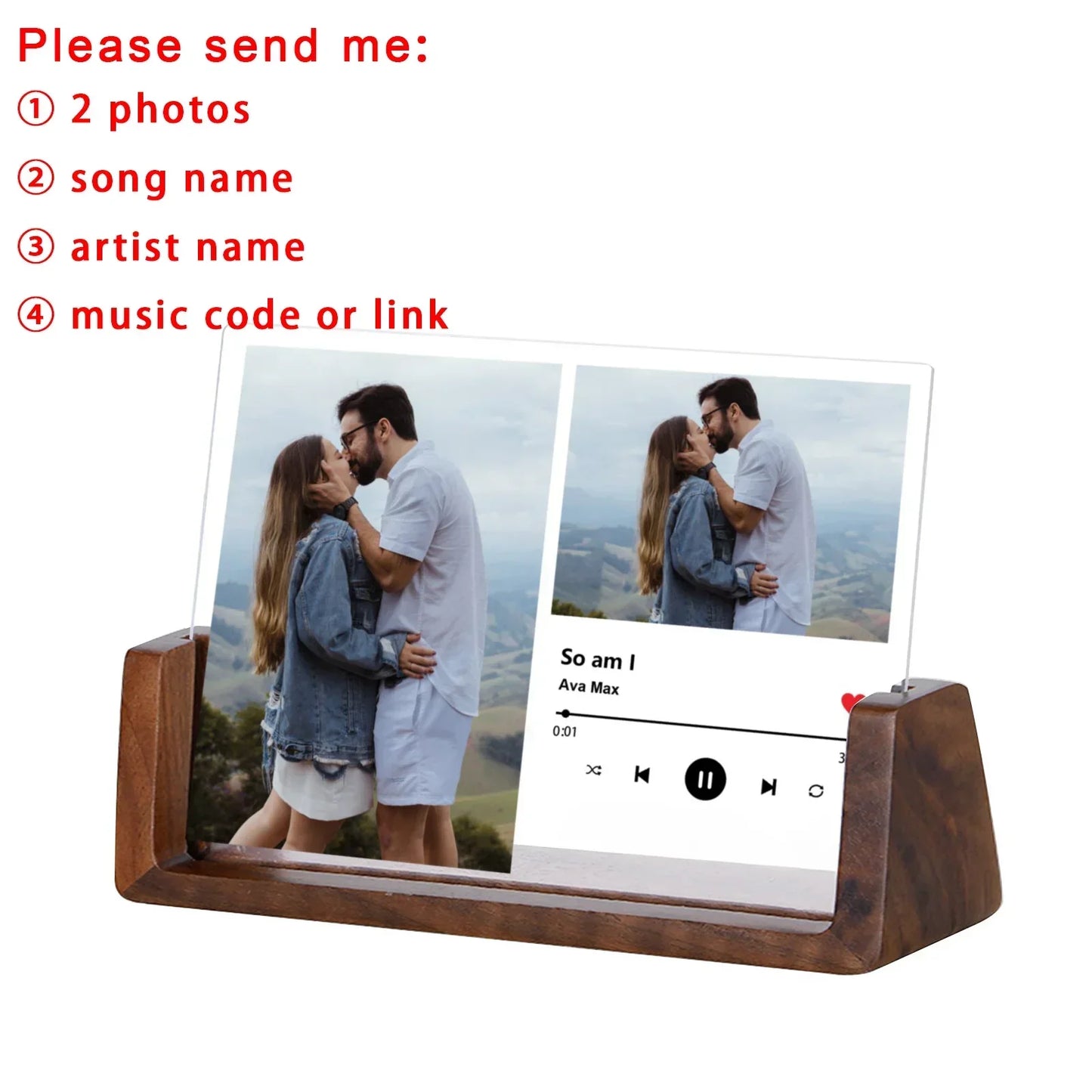 Custom Song Acrylic Photo Frame Wedding Anniversary Gift for Couple Him Her Personalized Music Code Picture Frame Home Decor