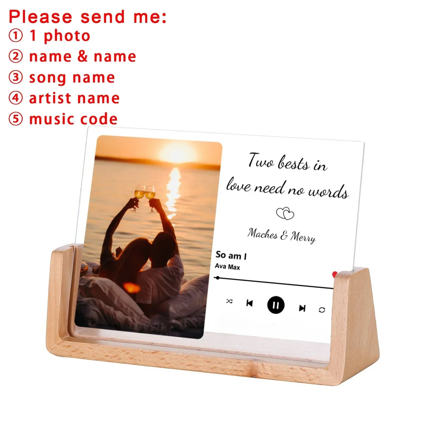 Custom Song Acrylic Photo Frame Wedding Anniversary Gift for Couple Him Her Personalized Music Code Picture Frame Home Decor