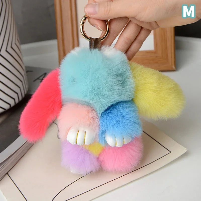 15cm Rabbit Fur Keychain Women Bag Car Key chain Pendant Decoration Jewelry Bags Hangings Accessories Gifts