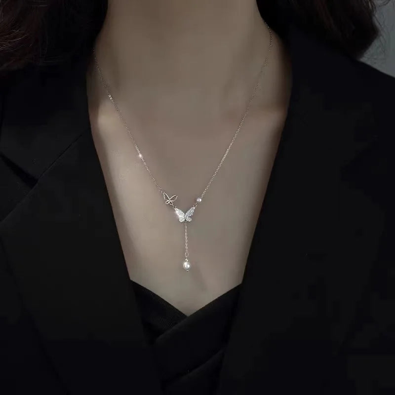 2023 New Fashion Trend Unique Design Delicate Vintage Zircon Flower Pearl Necklace Women Jewelry Wedding Party Premium Gift