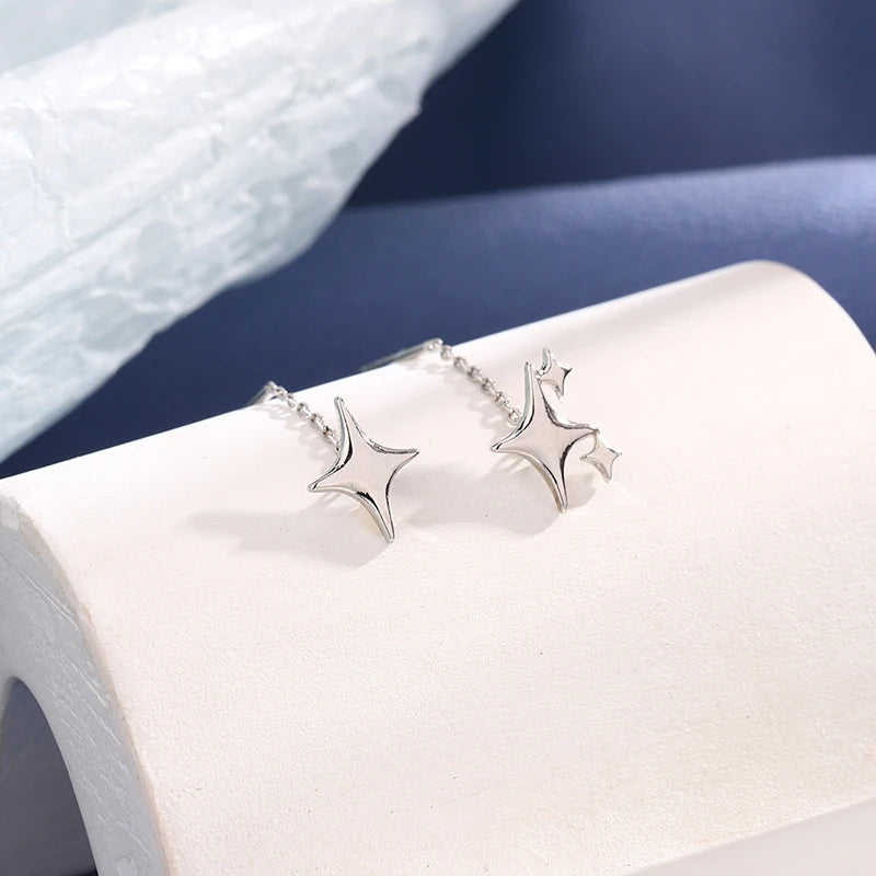 New Korean Star Ear Wire Tassel Thread Chain Climb Star Pendants Drop Earrings Women's Straight Hanging Earings Jewelry