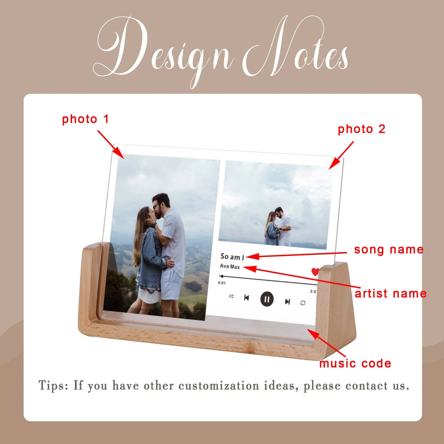 Custom Song Acrylic Photo Frame Wedding Anniversary Gift for Couple Him Her Personalized Music Code Picture Frame Home Decor