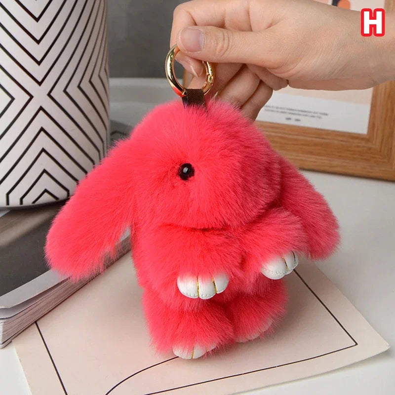 15cm Rabbit Fur Keychain Women Bag Car Key chain Pendant Decoration Jewelry Bags Hangings Accessories Gifts