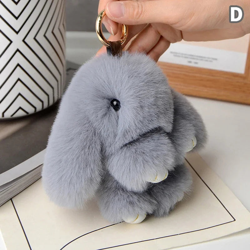 15cm Rabbit Fur Keychain Women Bag Car Key chain Pendant Decoration Jewelry Bags Hangings Accessories Gifts