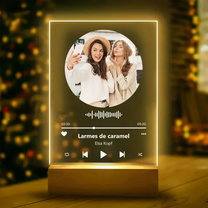 Personalised Acrylic Spotify Music Photo Plaque with LED Night Light Custom Mothers Day Gift Photo frames Custom Couple Gift