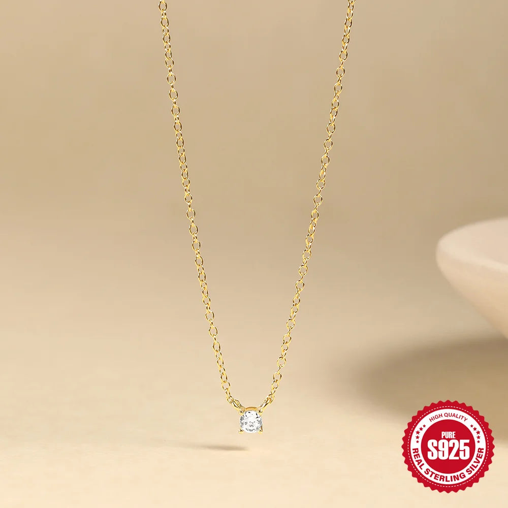 CANNER Crystal Zircon 925 Sterling Silver Necklace For Women Pendente Fine Jewelry Long Chain Wedding Party Accessory Mom Gift