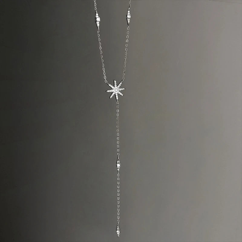 New 925 Sterling Silver Eight pointed star Pendent Necklace For Women Charm Choker Boho Fashion Wedding Party Jewelry