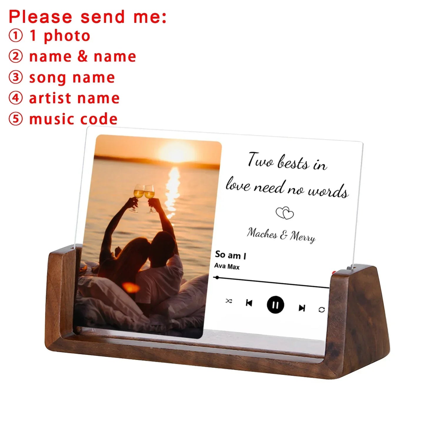 Custom Song Acrylic Photo Frame Wedding Anniversary Gift for Couple Him Her Personalized Music Code Picture Frame Home Decor
