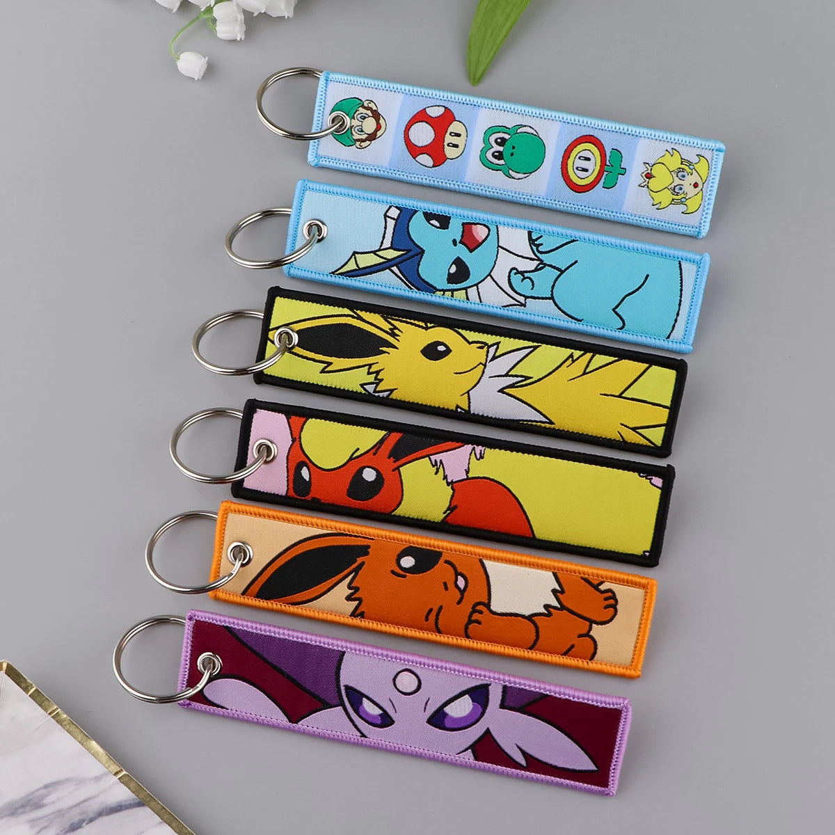 Japanese Hot Anime Characters Embroidered Key Cool Cartoon KeyTag Keychain for Motorcycles Keyring Jewelry Accessories Gifts 1pc