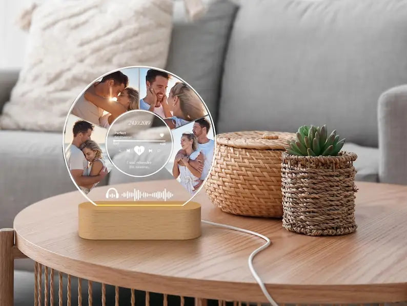 Personalised Acrylic Spotify Music Photo Plaque with LED Night Light Custom Mothers Day Gift Photo frames Custom Couple Gift