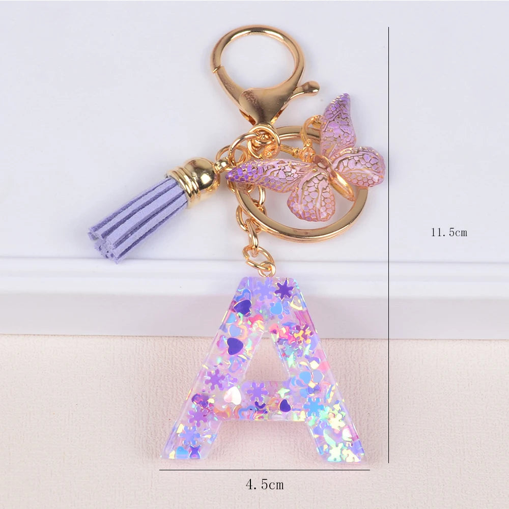 5pcs Accessories Set For Stanley Tumbler with Handle Resin Alphabet Initial Letter Keychain Keyring for Women Purse Handbags