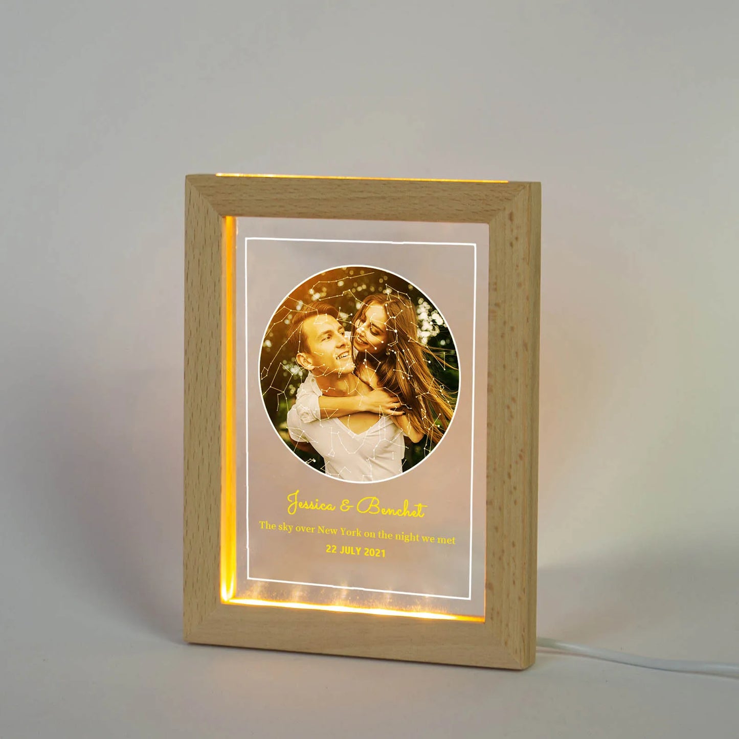 Personalized Lovers Photo Frame Night--Light Custom Photos Acrylic LED Lamp USB Powered Couple Anniversary Valentine's Day Gifts
