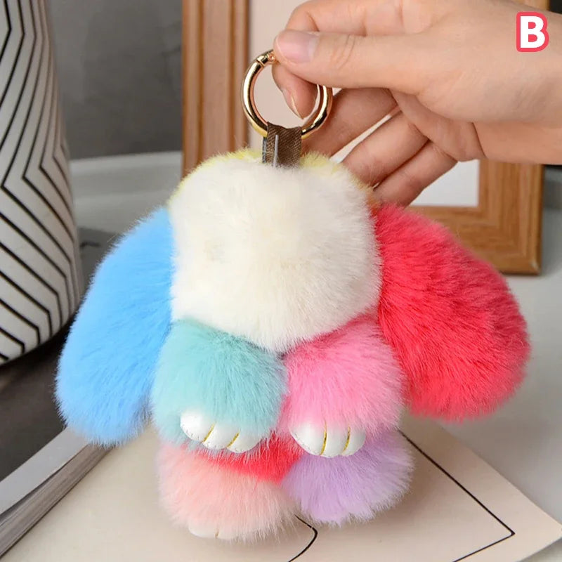 15cm Rabbit Fur Keychain Women Bag Car Key chain Pendant Decoration Jewelry Bags Hangings Accessories Gifts