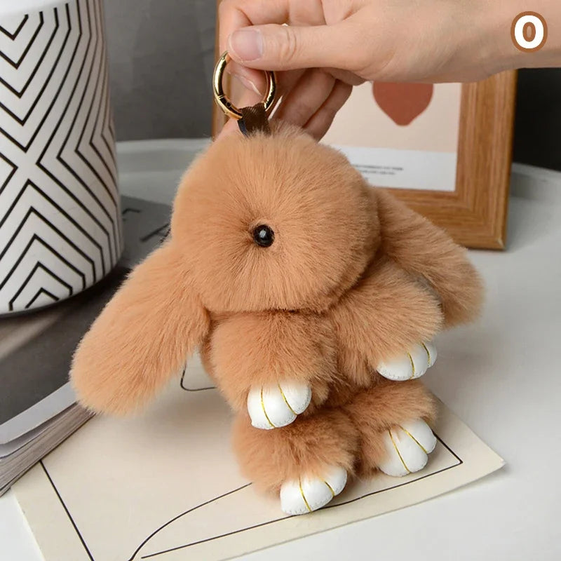 15cm Rabbit Fur Keychain Women Bag Car Key chain Pendant Decoration Jewelry Bags Hangings Accessories Gifts