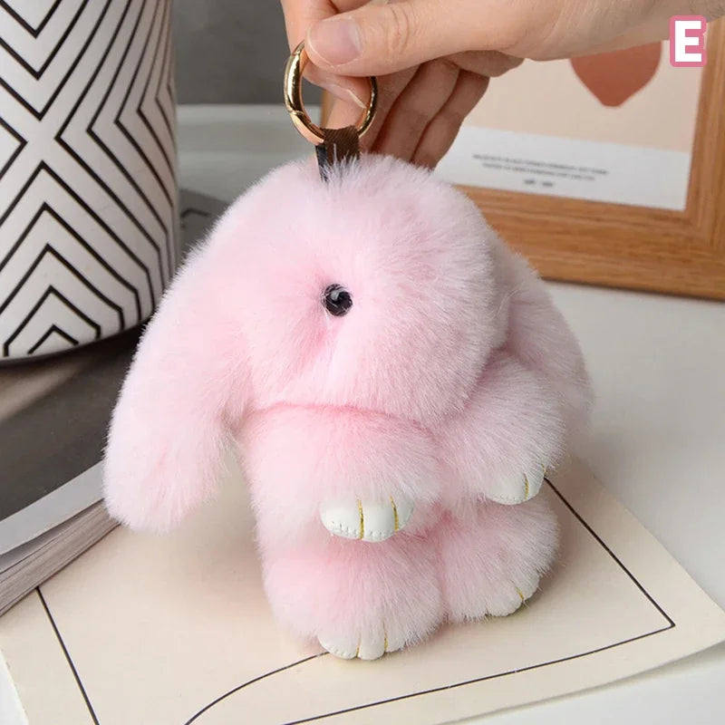 15cm Rabbit Fur Keychain Women Bag Car Key chain Pendant Decoration Jewelry Bags Hangings Accessories Gifts