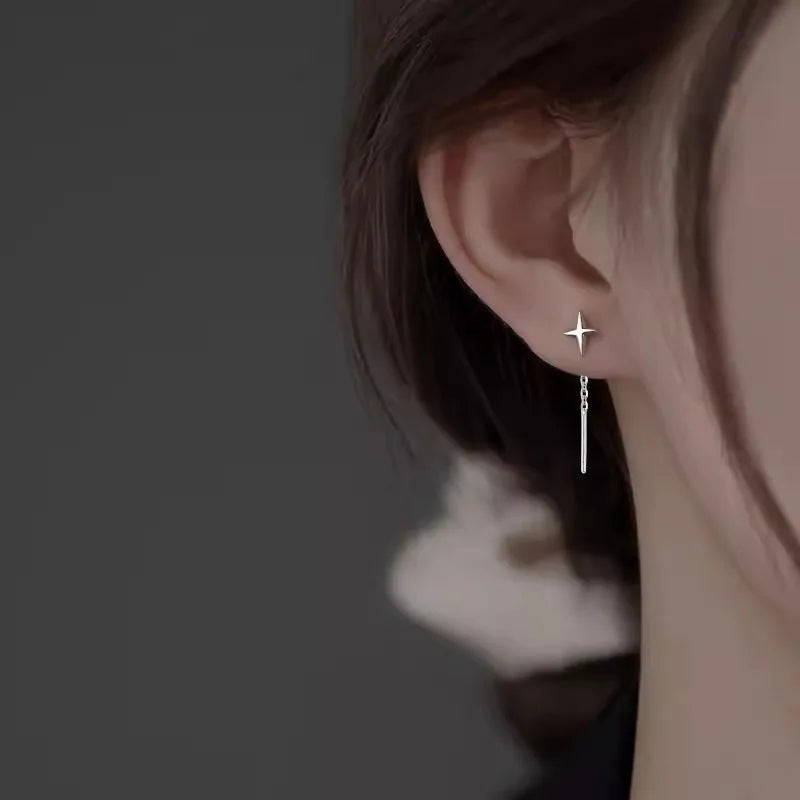 New Korean Star Ear Wire Tassel Thread Chain Climb Star Pendants Drop Earrings Women's Straight Hanging Earings Jewelry
