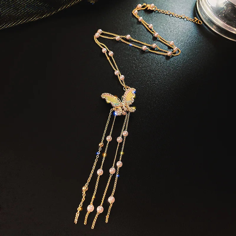 2023 New Fashion Trend Unique Design Delicate Vintage Zircon Flower Pearl Necklace Women Jewelry Wedding Party Premium Gift