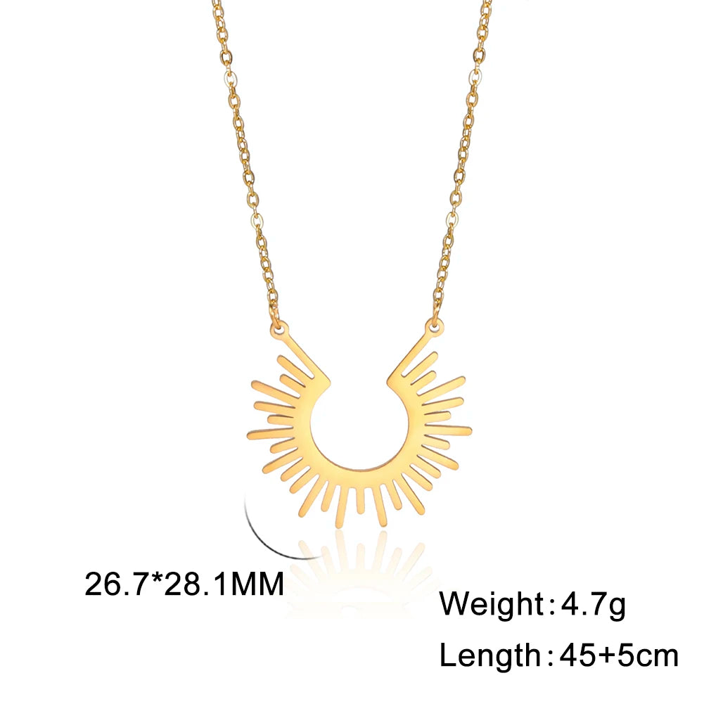 Skyrim Fashion Sun Ray Pendent Necklace Women Stainless Steel Chain Necklaces Bohemian Neck Jewelry Gifts for Friends 2025 New