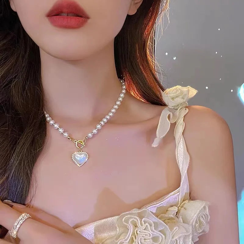 2023 New Fashion Trend Unique Design Delicate Vintage Zircon Flower Pearl Necklace Women Jewelry Wedding Party Premium Gift