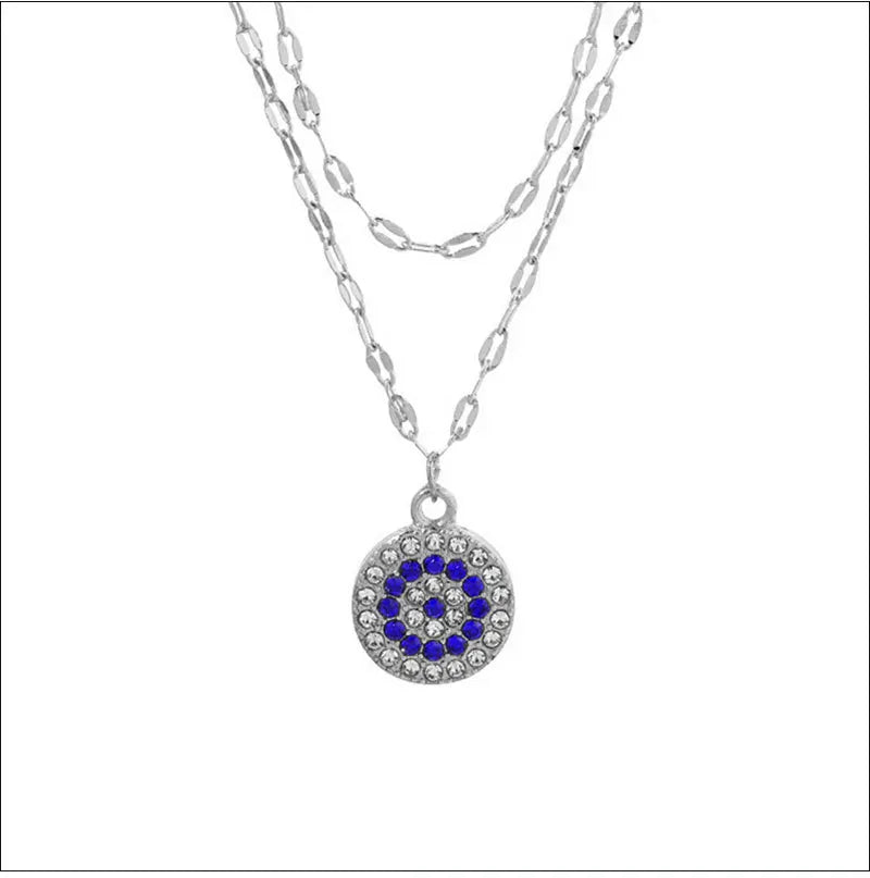 Trend Zircon Devil's Eye Pendant Necklace For Women Gold Color Stainless Steel Double Layer Lip Chain Choker Jewelry Wholesale