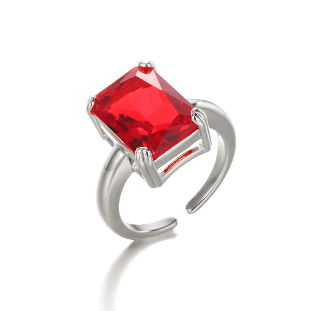 Adjustable Copper Zircon Ring For Women's For Party Engagement Fashion Christmas Gift For Women Aesthetic Metal Gold Color Ring