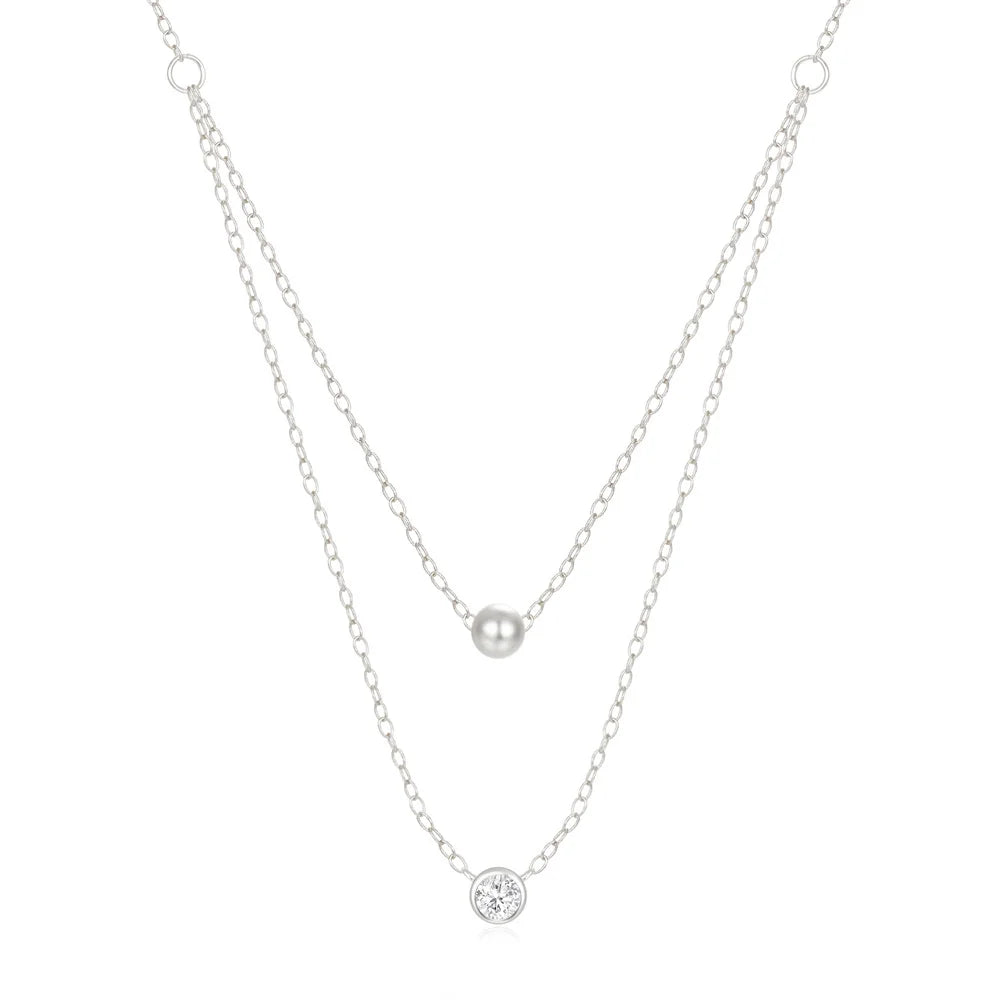 CANNER Crystal Zircon 925 Sterling Silver Necklace For Women Pendente Fine Jewelry Long Chain Wedding Party Accessory Mom Gift