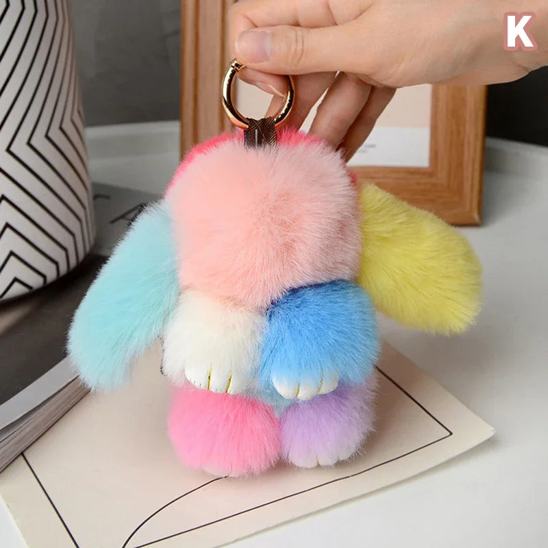 15cm Rabbit Fur Keychain Women Bag Car Key chain Pendant Decoration Jewelry Bags Hangings Accessories Gifts