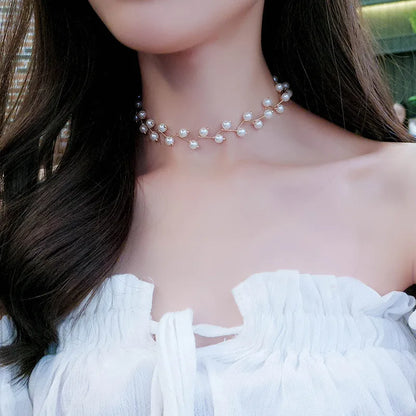 Layered Pearl Choker Colar Thick Chains with Pendant Necklace for Women Fashion Choker Necklace on Neck 2022 Jewelry
