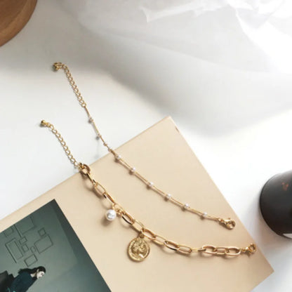Simple Elegant Imitation Pearl Bracelets Gold Color Beads Chain for Womens Goth Chain Bracelet Bangles Trend Jewelry Gift