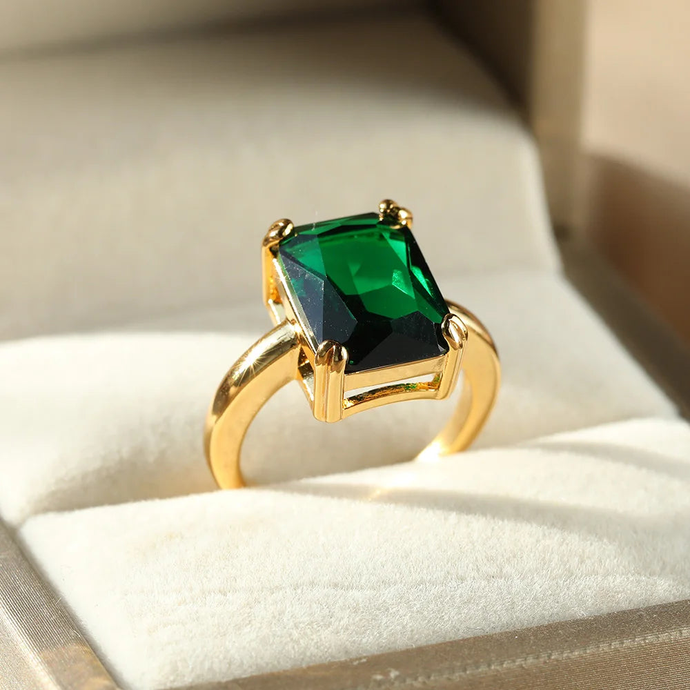 Adjustable Copper Zircon Ring For Women's For Party Engagement Fashion Christmas Gift For Women Aesthetic Metal Gold Color Ring