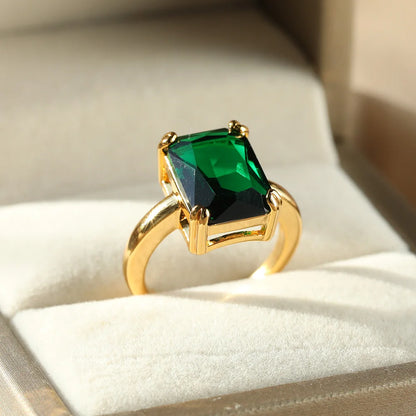 Adjustable Copper Zircon Ring For Women's For Party Engagement Fashion Christmas Gift For Women Aesthetic Metal Gold Color Ring