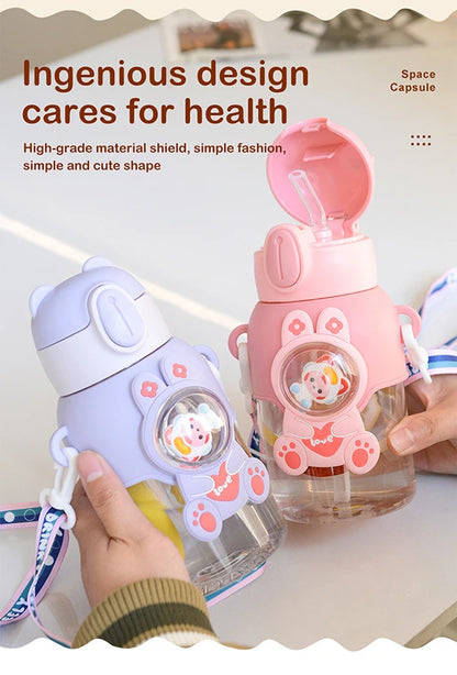 600ML Kawaii Summer Children's Water Cup High-value Fall-proof Straw Cup Boys and Cirls Go to School Baby Kettle