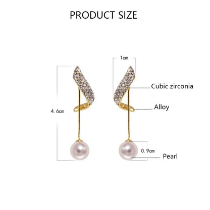 2Pcs New Classic Elegant Imitation Pearl Dangle Earrings For Women, Crystal Long Tassel Exquisite Drop Earring Wedding Jewelry