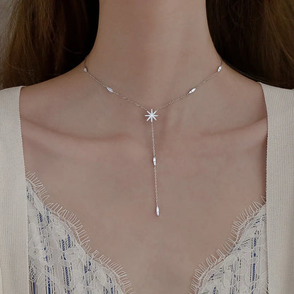 New 925 Sterling Silver Eight pointed star Pendent Necklace For Women Charm Choker Boho Fashion Wedding Party Jewelry