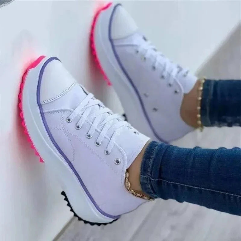Women's canvas shoes casual comfortable shallow mouth breathable women's flat outdoor walking lace-up vulcanized shoes