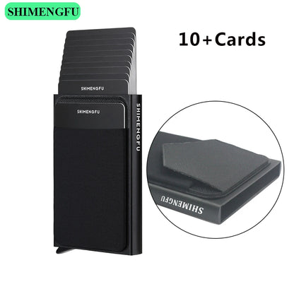 Pop Up RFID ID Card Holder Male Wallet Mini Package Aluminum Metal Protective Gear Storage Bag Smart Quick Release Women Purse