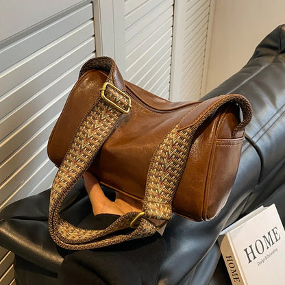 Vintage PU Leather Boston Women Small Handbag and Purse Fashion Designer Crossbody Bag Female Casual Travel Pillow Shoulder Bag