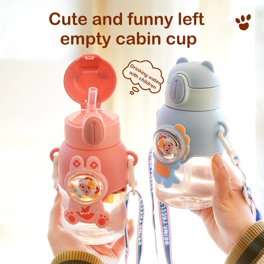 600ML Kawaii Summer Children's Water Cup High-value Fall-proof Straw Cup Boys and Cirls Go to School Baby Kettle