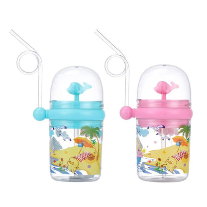 250ml Kids Funny Whale Water Spray Drinking Cup Cartoon Feeding Bottles With Straws Portable Children Cups Drinkware Cup Water
