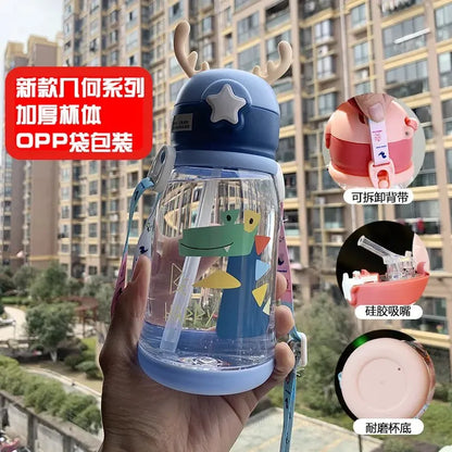 Cartoon Animal Baby Water for Boy Girl Bottle With Straw Girls Kids Large Portable Travel
