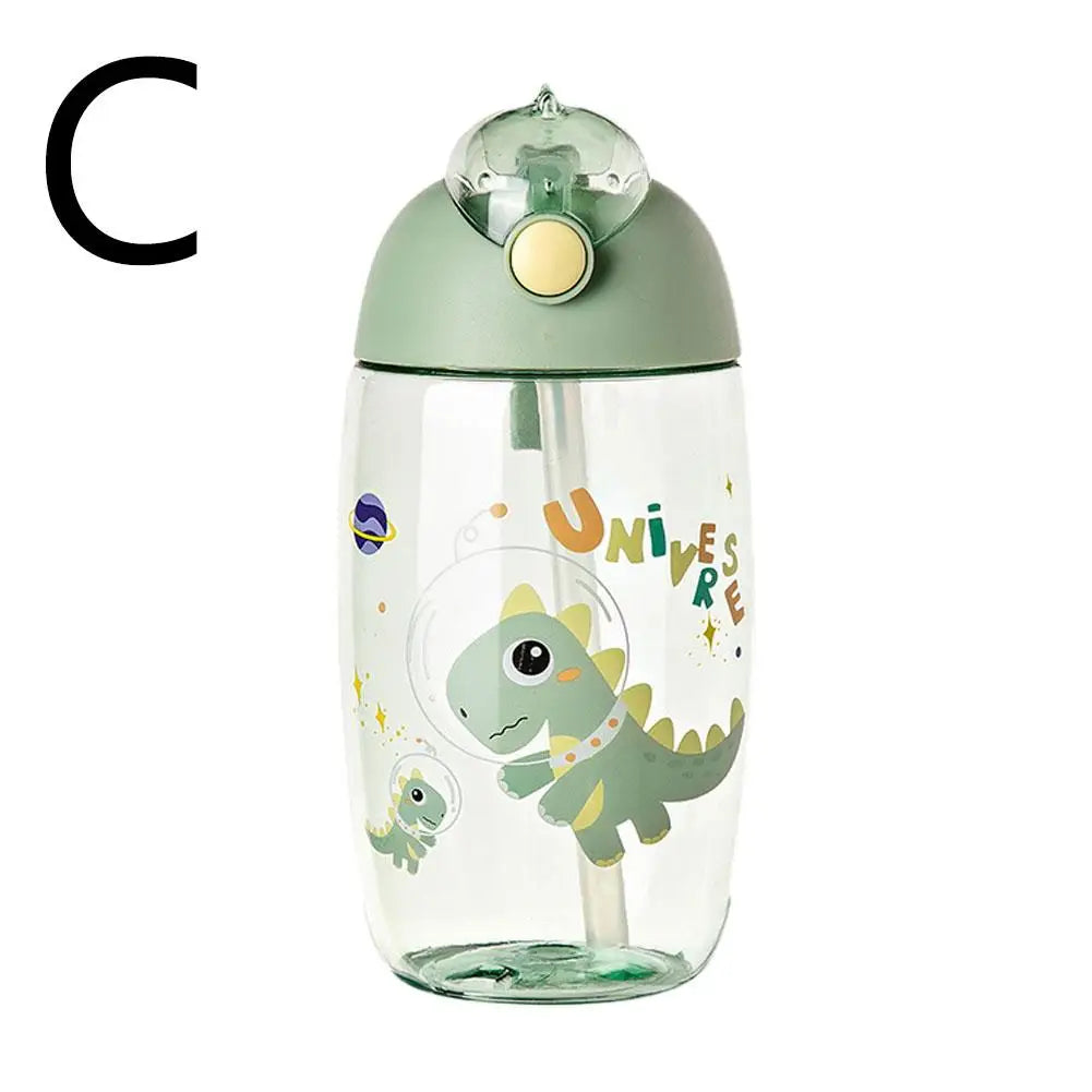 500ML Children's Water Bottle For School Portable Cartoon Dinosaur Sippy Cup Creative Feeding Cup With Straws And Lids Drin