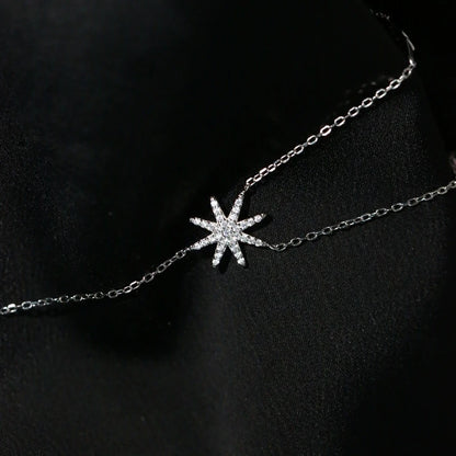 New 925 Sterling Silver Eight pointed star Pendent Necklace For Women Charm Choker Boho Fashion Wedding Party Jewelry