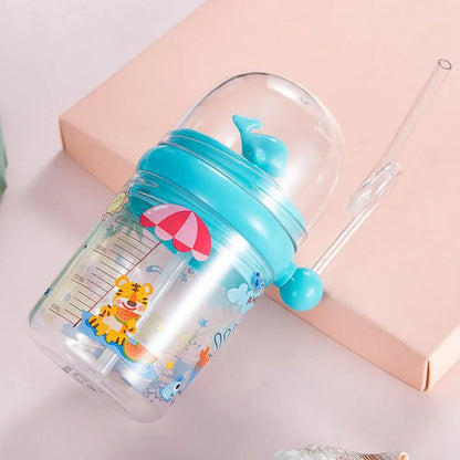 250ml Kids Funny Whale Water Spray Drinking Cup Cartoon Feeding Bottles With Straws Portable Children Cups Drinkware Cup Water